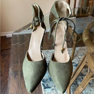 Olive Green Block Heels, size 9.5